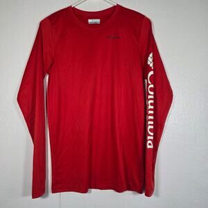 Columbia Youth XL 18/20 Red Long Sleeve Performance Shirt Logo